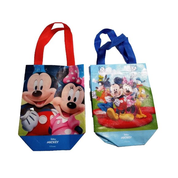 Disney Mickey Mouse Themed Mini Tote Bags Lot of Two 7" x 9.5" - Picture 1 of 3